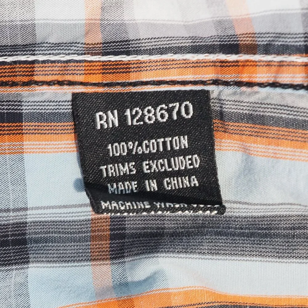 Cowboy Hardware Shirt Boys Extra Large Blue Plaid Pearl Snap Western Rodeo Ranch